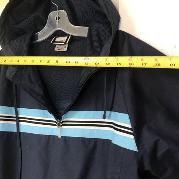 Reebok 1/2 Zipper Nylon Windbreaker Jacket Hood Mesh Pockets Drawcord Unisex XL - Picture 12 of 15